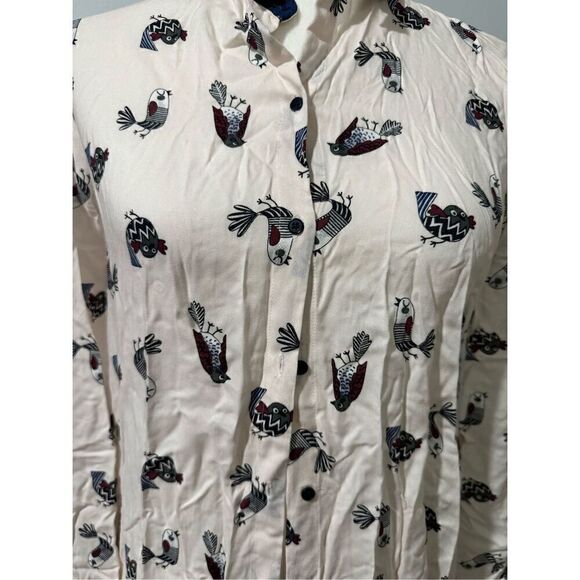 Zara xs bird print button front long sleeve top - Picture 6 of 7